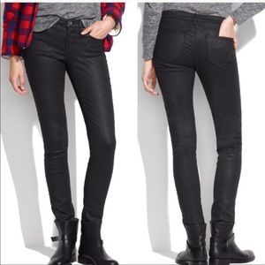 Madewell Skinny Skinny Black Wax Coated Jeans - size 27